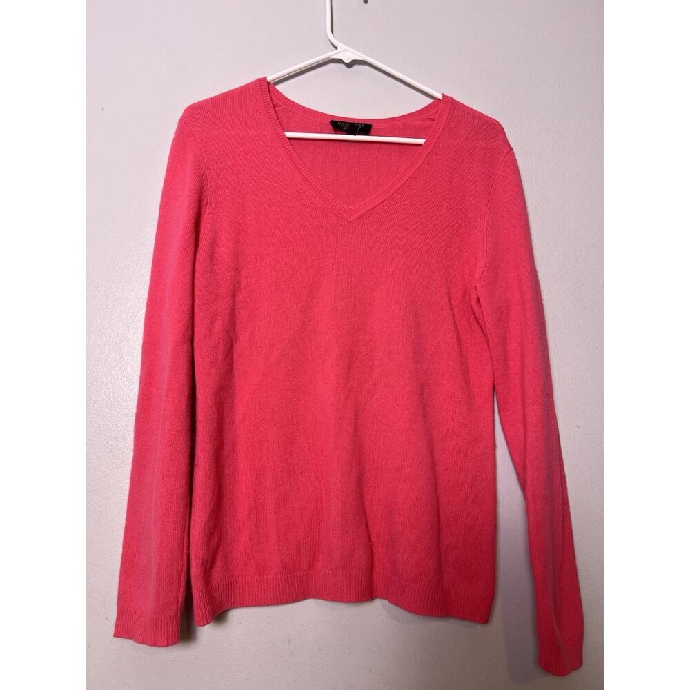 Charter Club Women's 100% Cashmere V Neck Sweater Pink Sz M